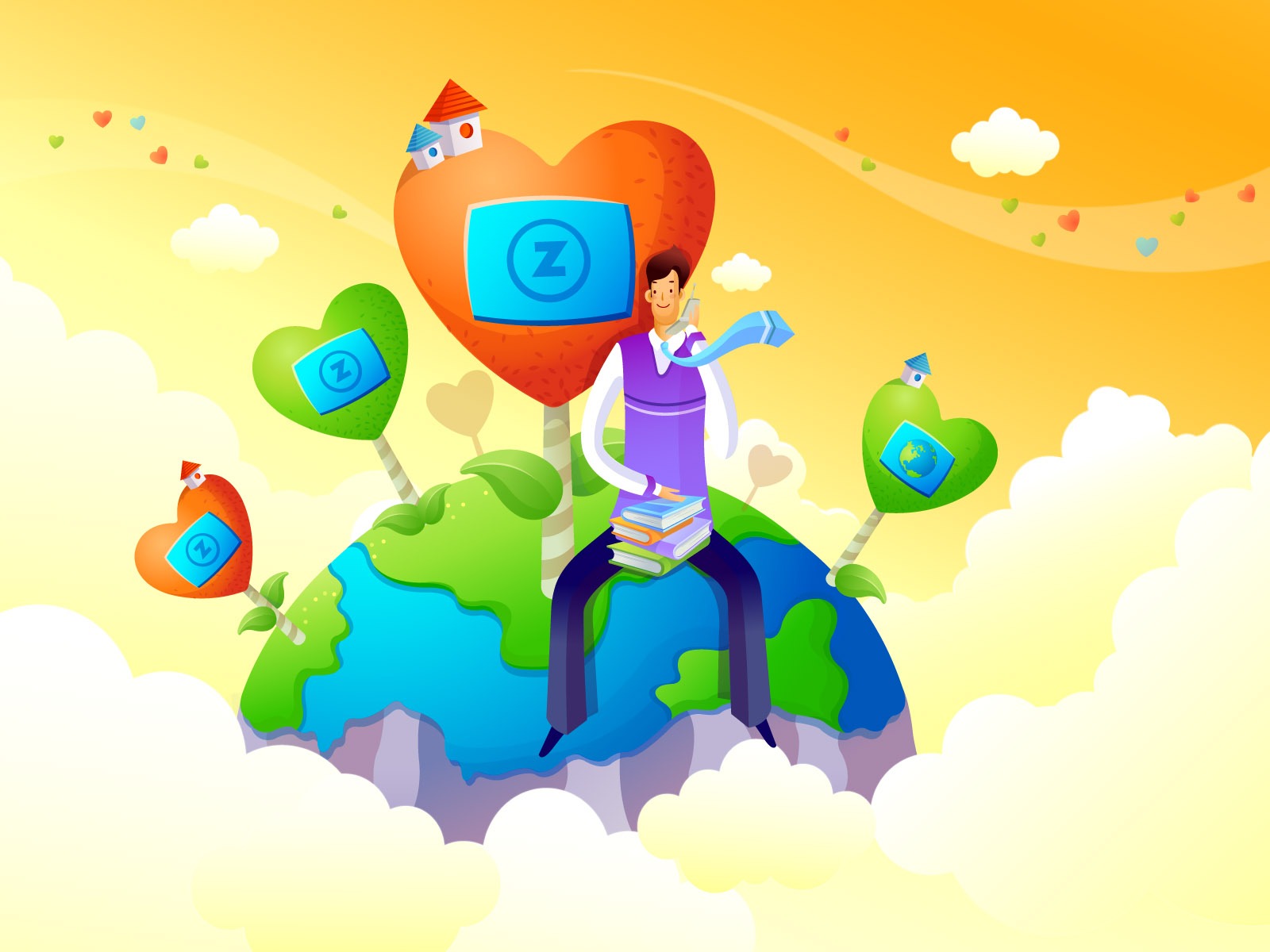 Vector cartoon wallpaper business meaning (1) #2 - 1600x1200