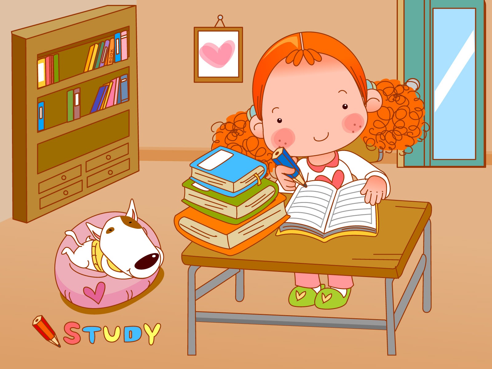 Vector girl and dog wallpapers #3 - 1600x1200
