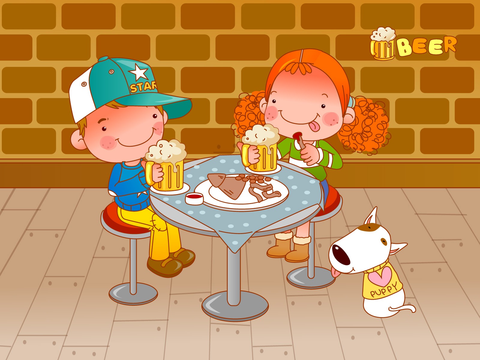 Vector dívka a pes tapety na plochu #19 - 1600x1200