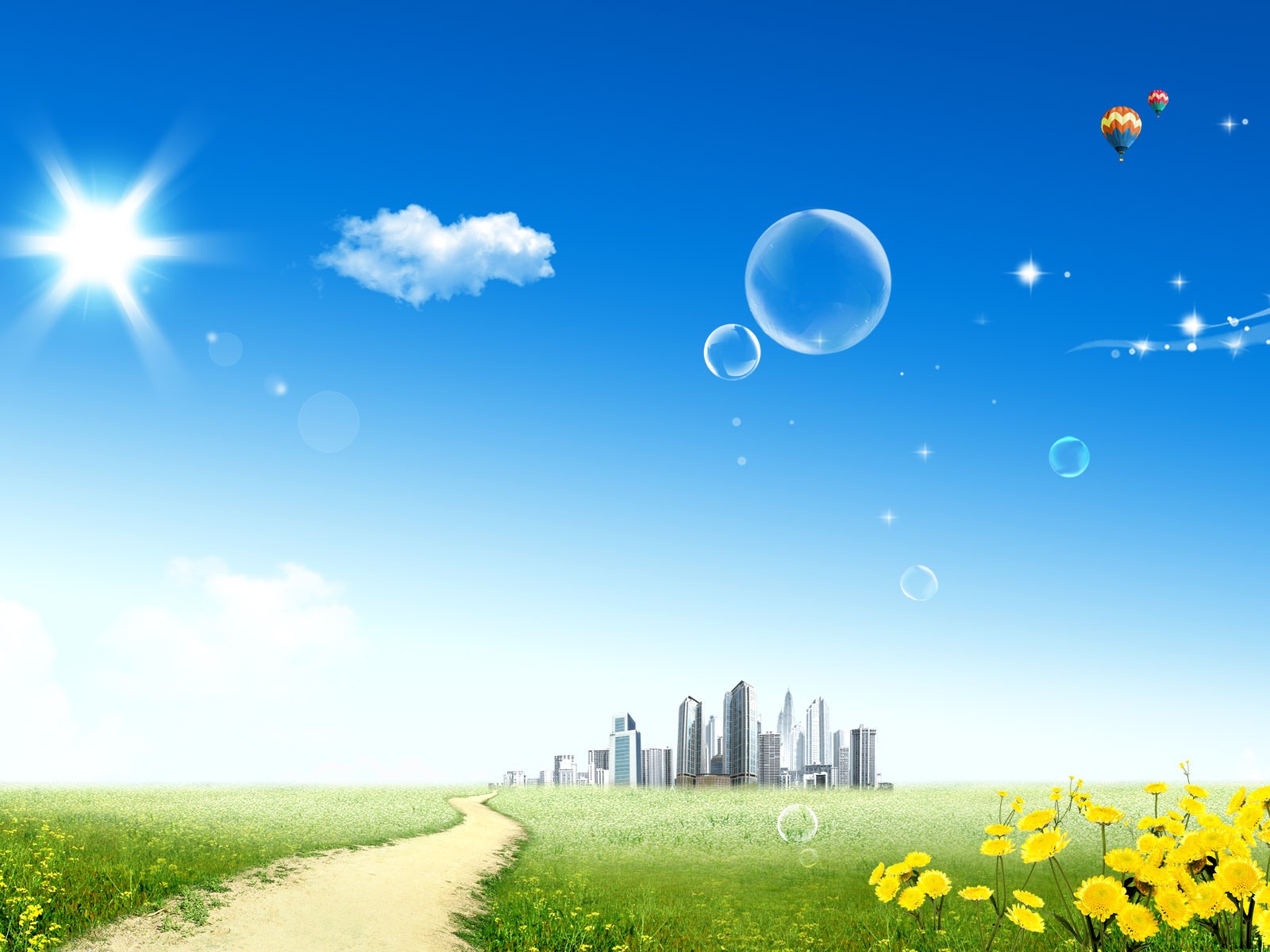 Photoshop sonnigen Sommertag Landschaft Wallpaper (1) #4 - 1600x1200