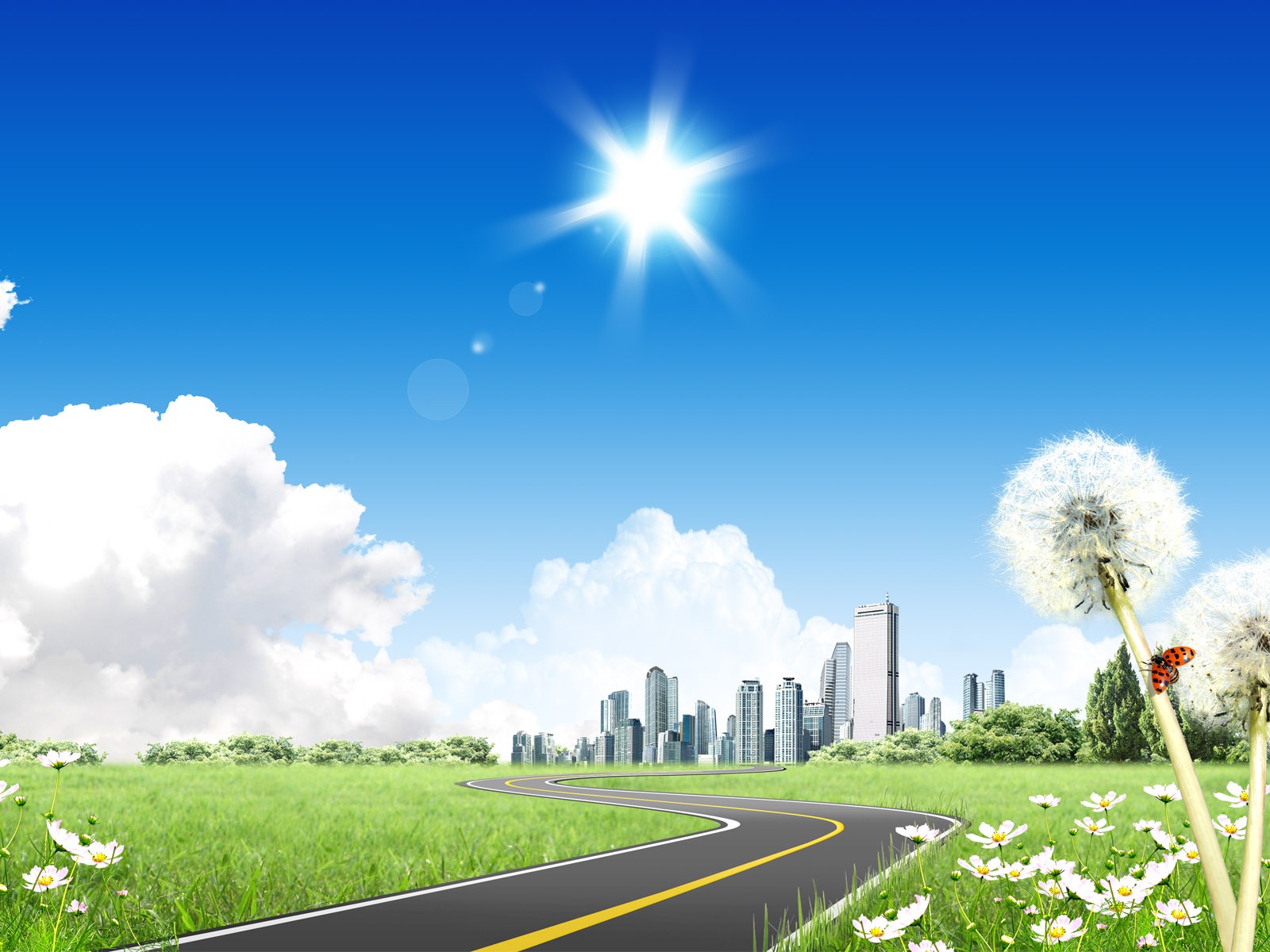 Photoshop sonnigen Sommertag Landschaft Wallpaper (1) #7 - 1600x1200