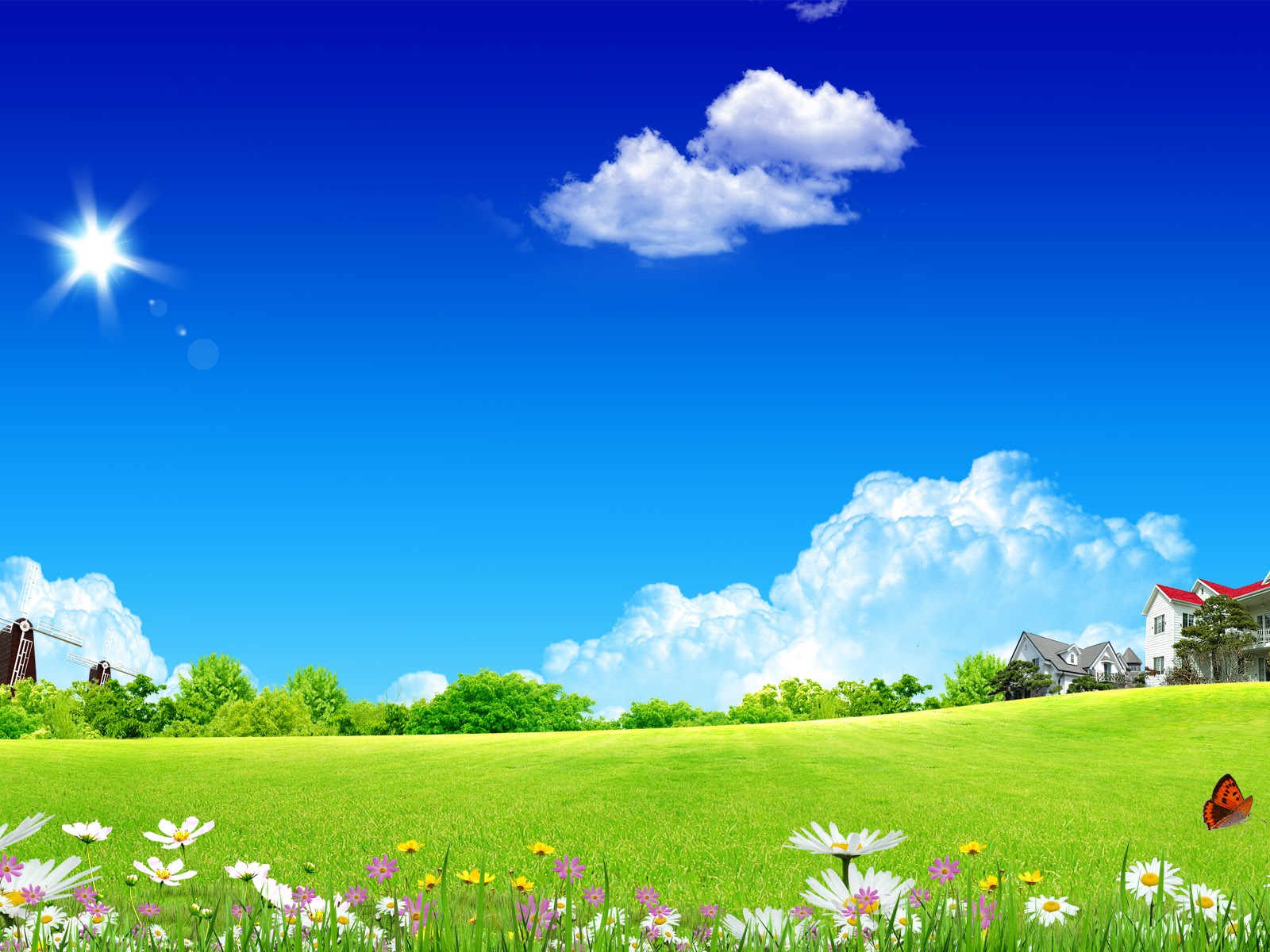 Photoshop sonnigen Sommertag Landschaft Wallpaper (2) #3 - 1600x1200