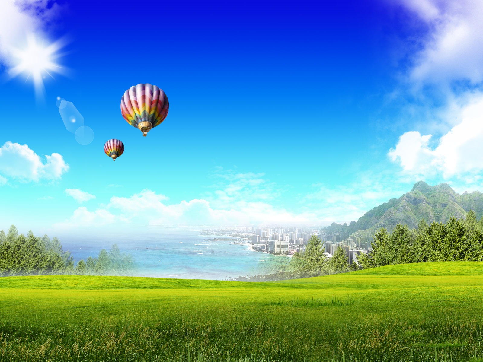 Photoshop sonnigen Sommertag Landschaft Wallpaper (2) #7 - 1600x1200