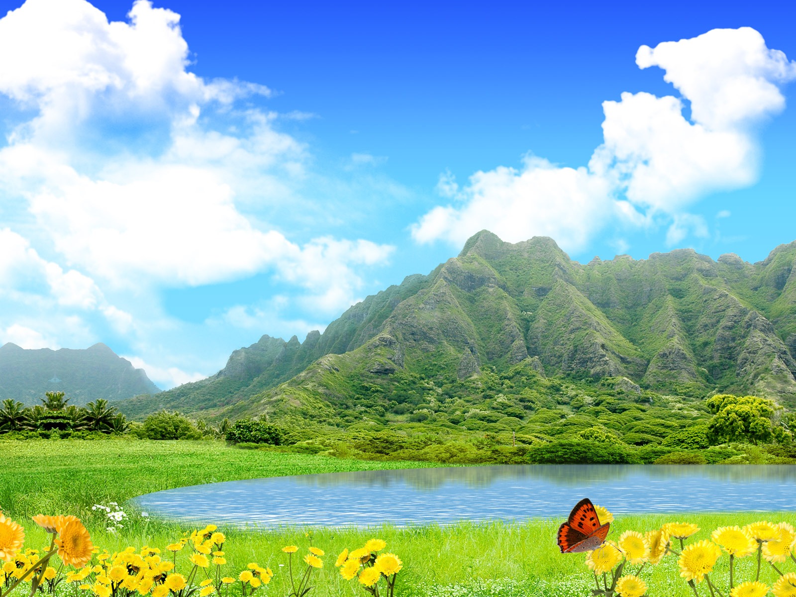 Photoshop sunny summer landscape wallpaper (2) #14 - 1600x1200