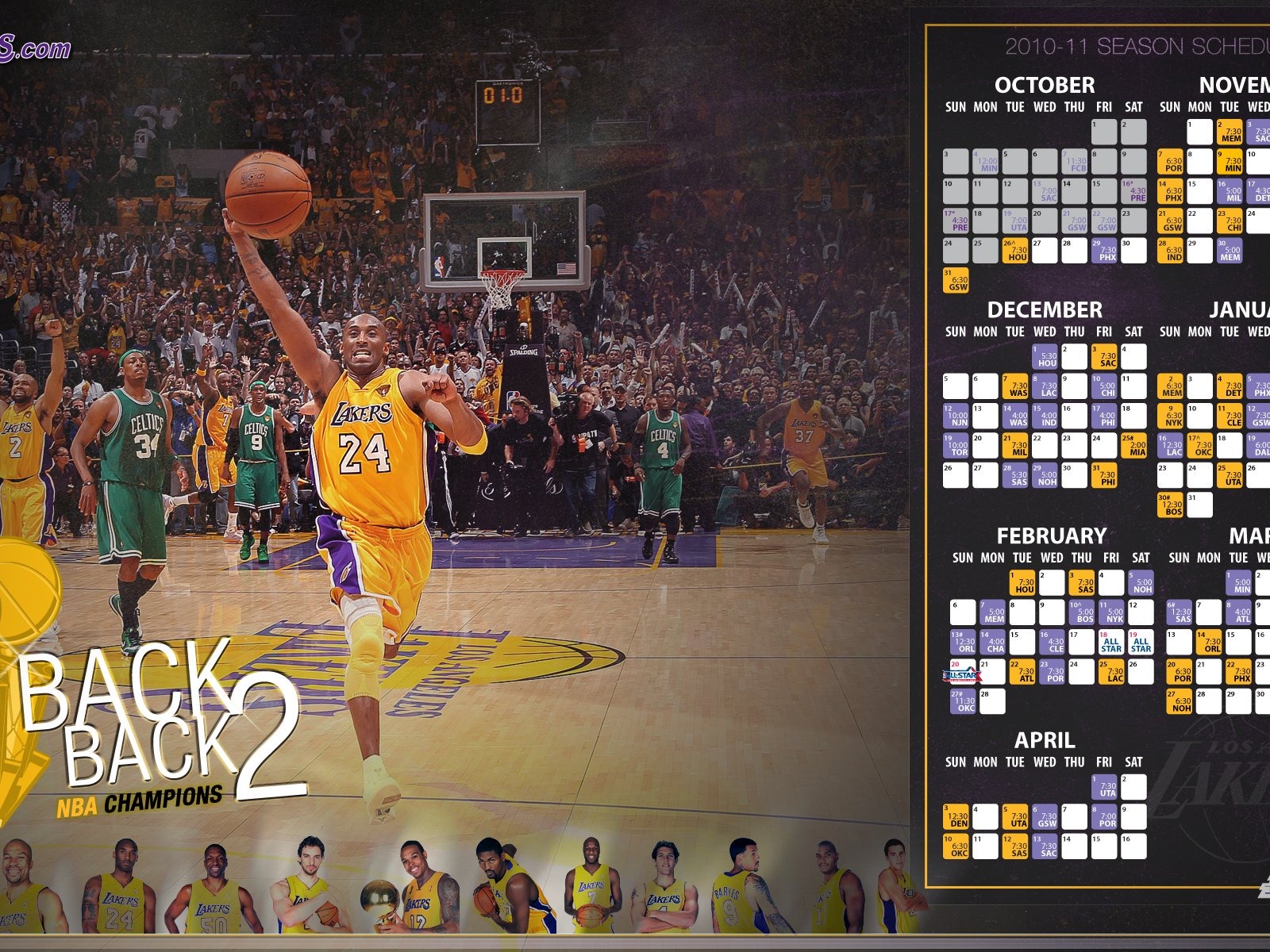 NBA 2010-11赛季 洛杉矶湖人队 壁纸15 - 1600x1200