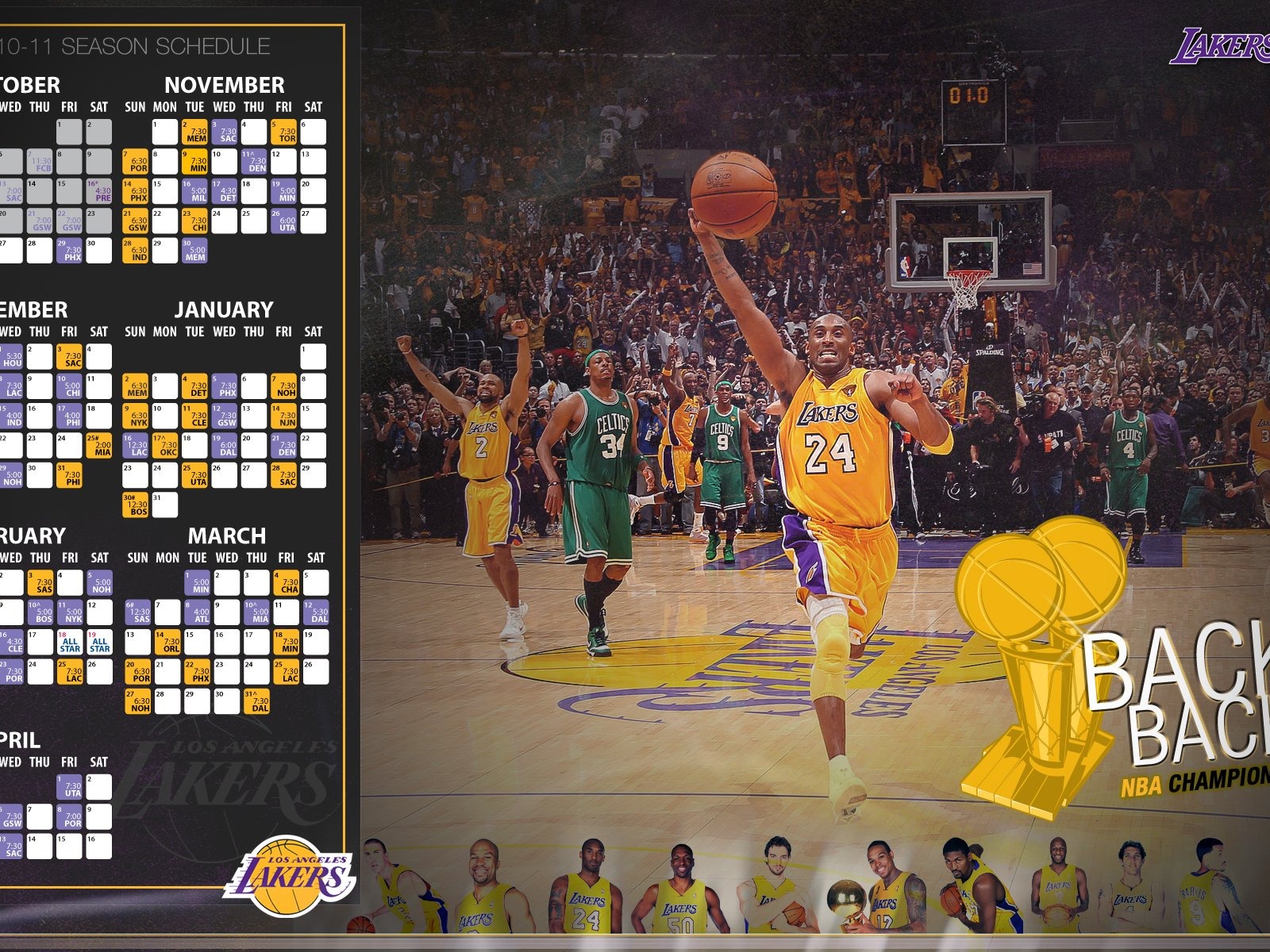 NBA 2010-11賽季 洛杉磯湖人隊 壁紙 #16 - 1600x1200
