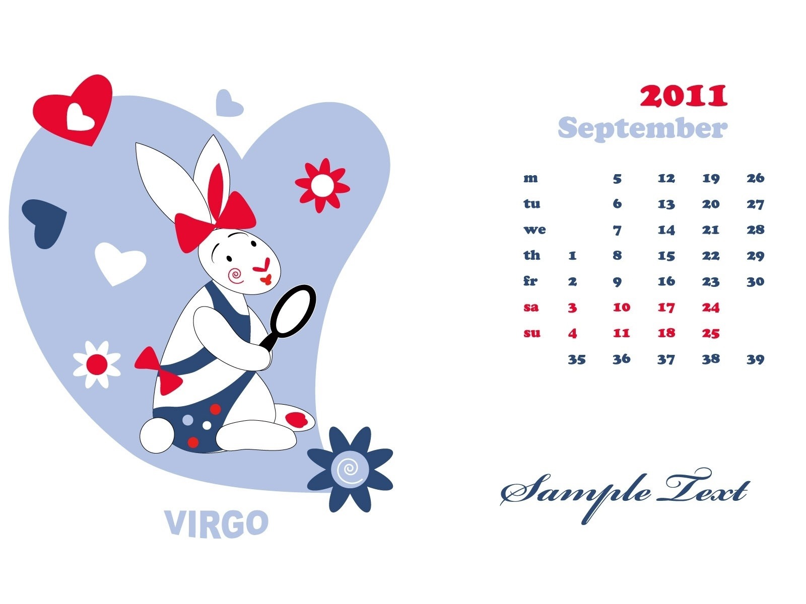 September 2011 Calendar Wallpaper (2) #16 - 1600x1200