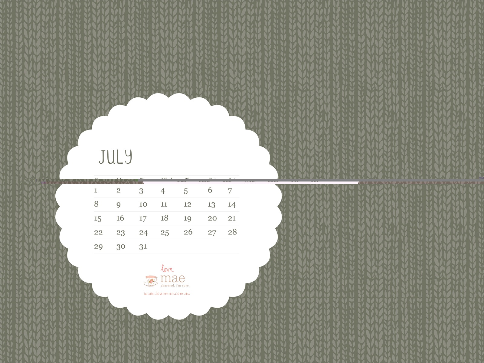 2012年7月 月曆壁紙(一) #2 - 1600x1200