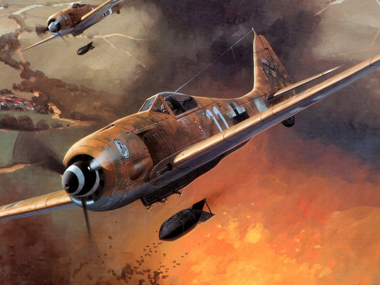空中飞行的军用飞机 精美绘画壁纸6 - 1600x1200