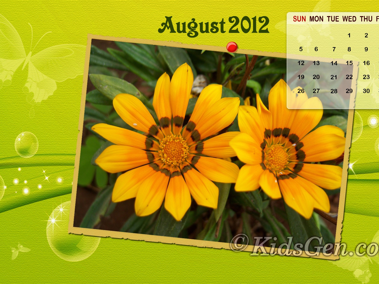 August 2012 Calendar wallpapers (2) #13 - 1600x1200