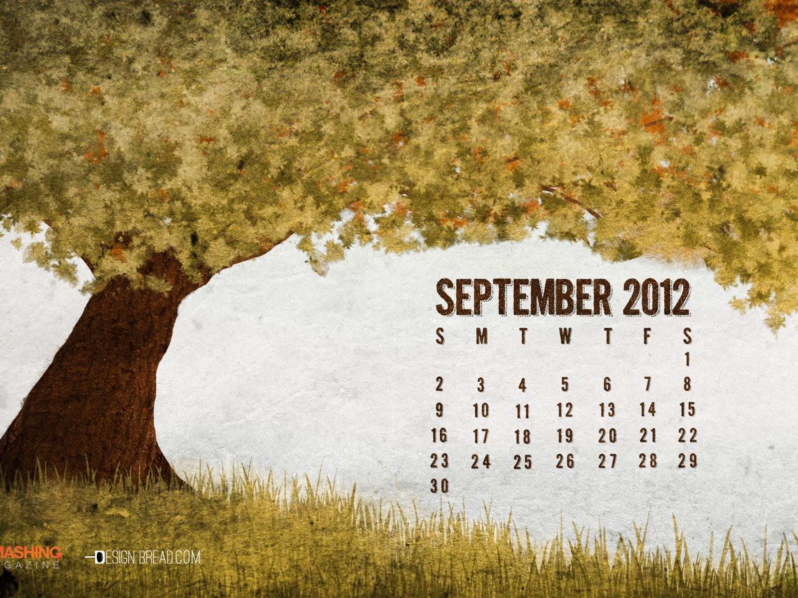 Septembre 2012 Calendrier fond d'écran (1) #1 - 1600x1200