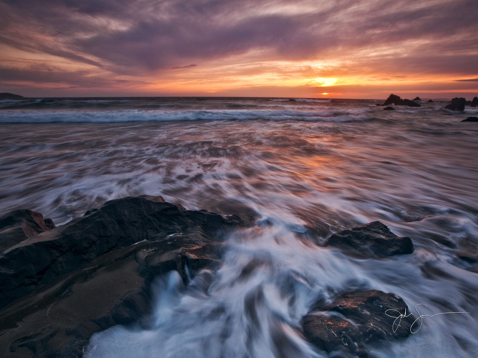 Windows 7 壁紙：海灘的日落日出 #3 - 1600x1200