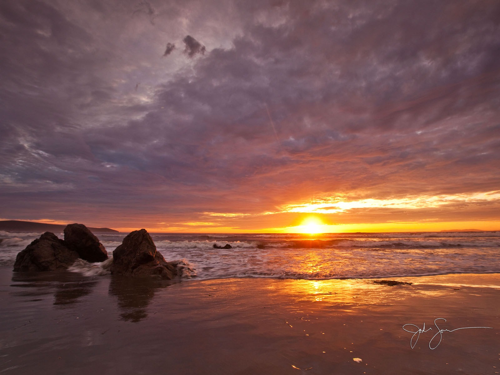 Windows 7 壁紙：海灘的日落日出 #5 - 1600x1200
