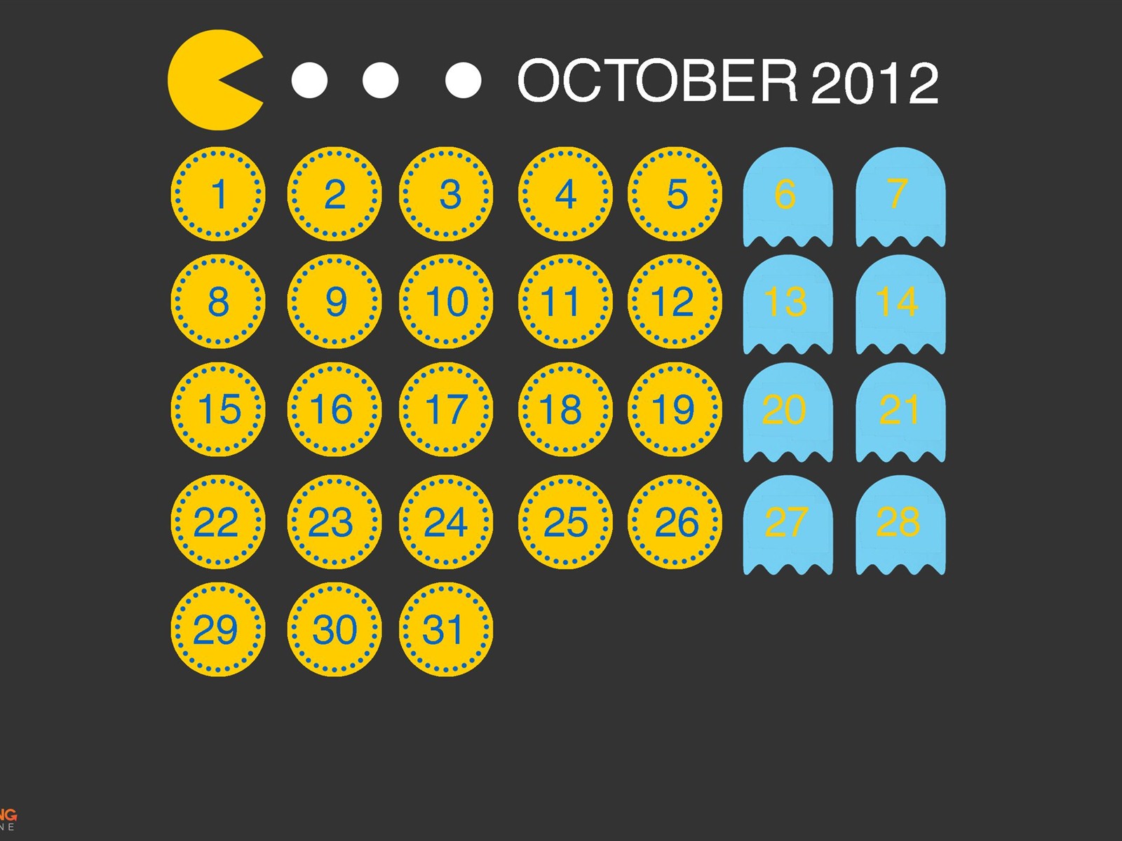 2012年10月カレンダー壁紙（2） #2 - 1600x1200