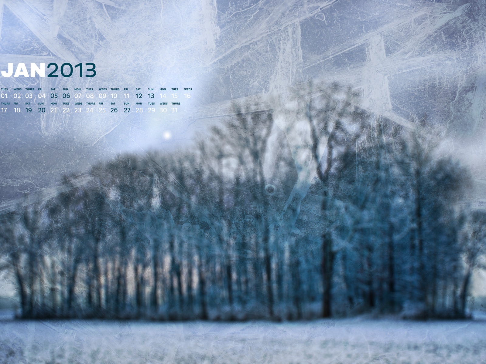 January 2013 Calendar wallpaper (2) #17 - 1600x1200