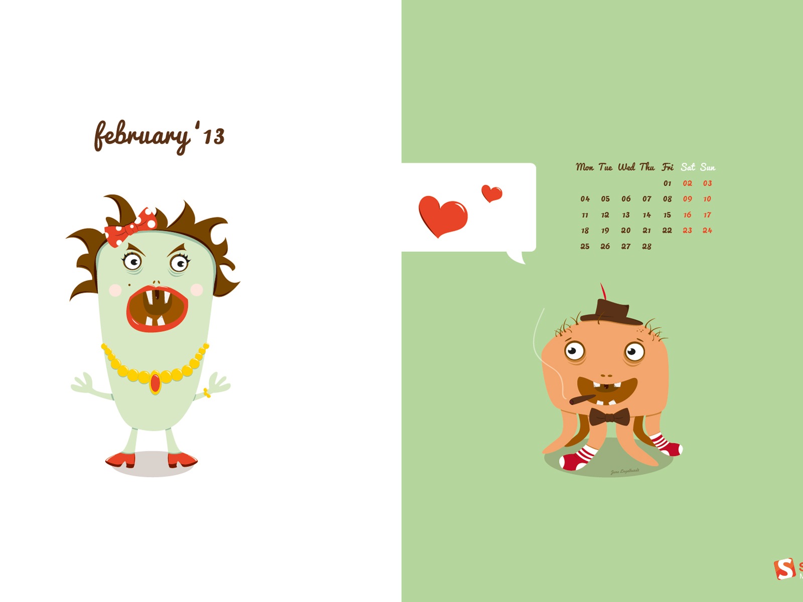 February 2013 Calendar wallpaper (1) #8 - 1600x1200