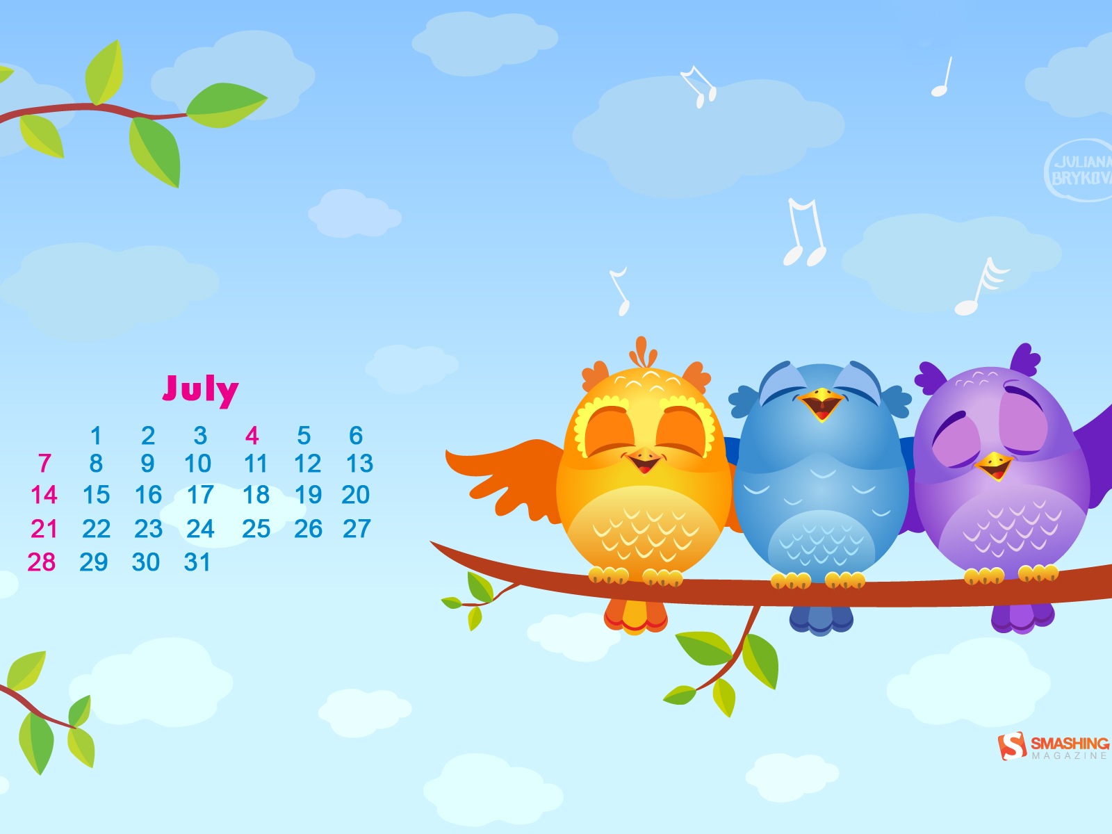 Juli 2013 Kalender Wallpaper (1) #14 - 1600x1200
