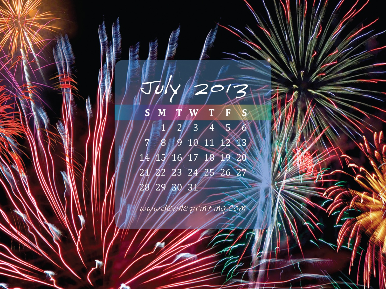 Juli 2013 Kalender Wallpaper (2) #14 - 1600x1200