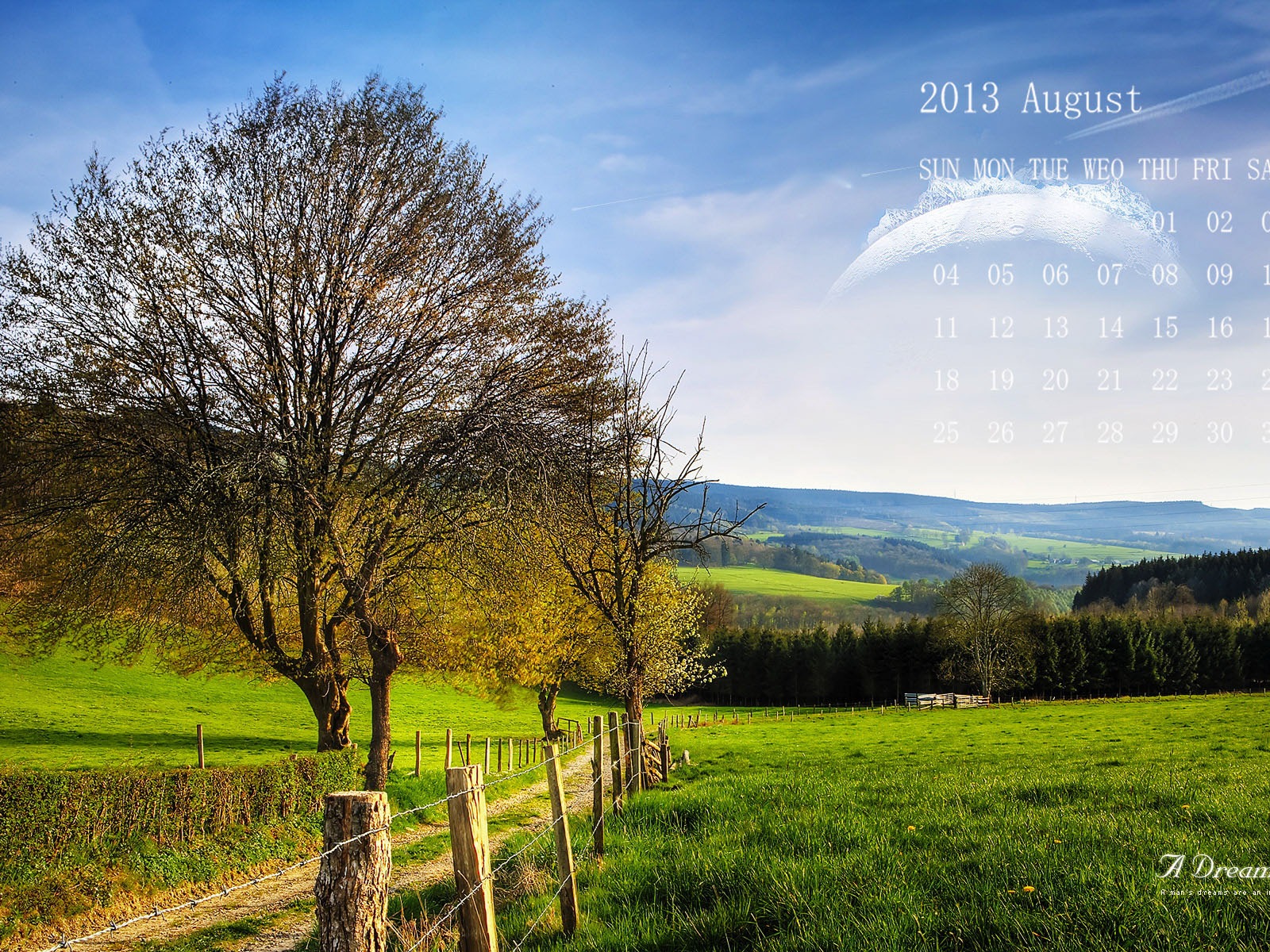 2013年8月カレンダー壁紙（1） #5 - 1600x1200