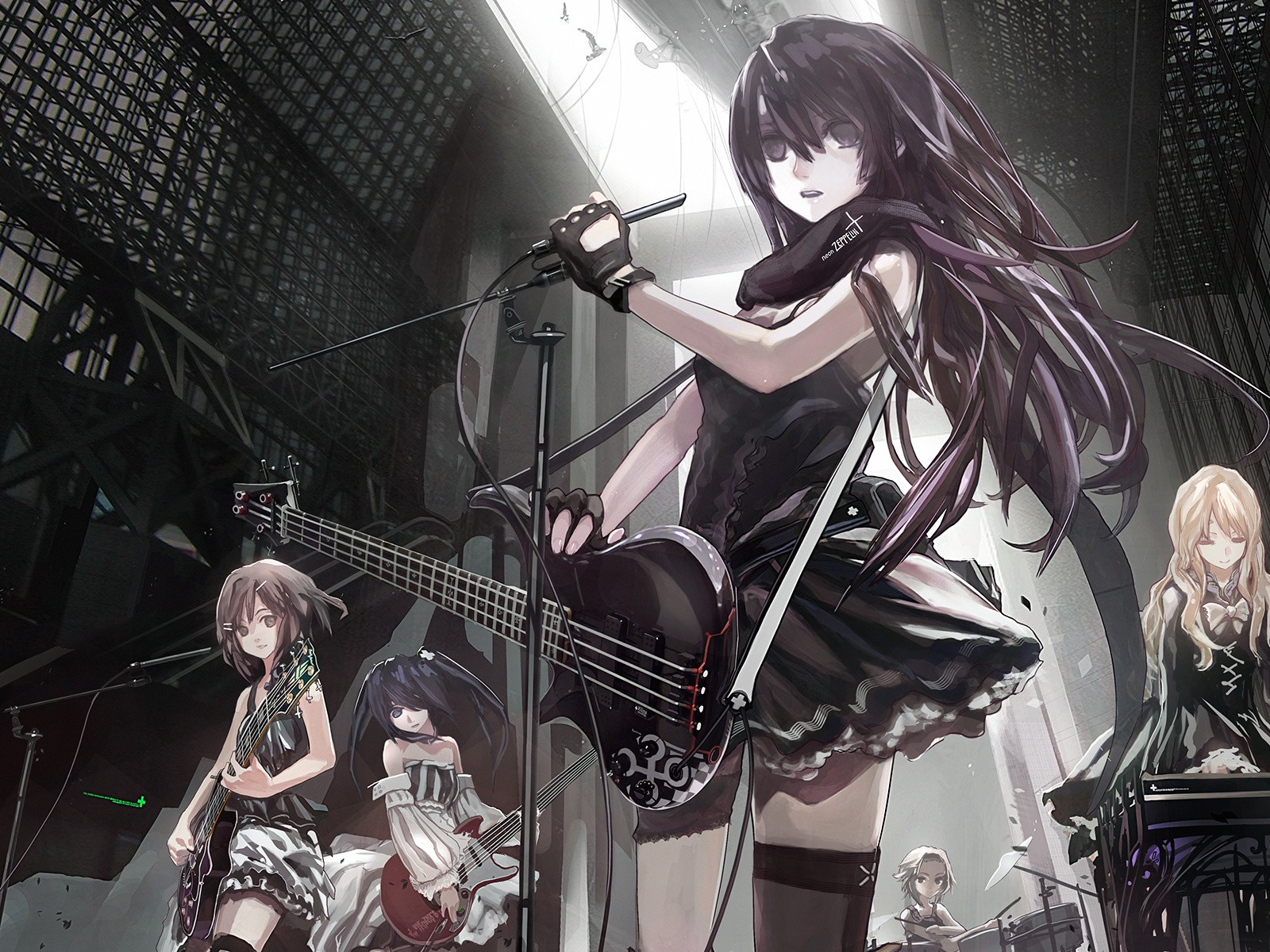 Hudební kytara Anime girl HD tapety na plochu #7 - 1600x1200