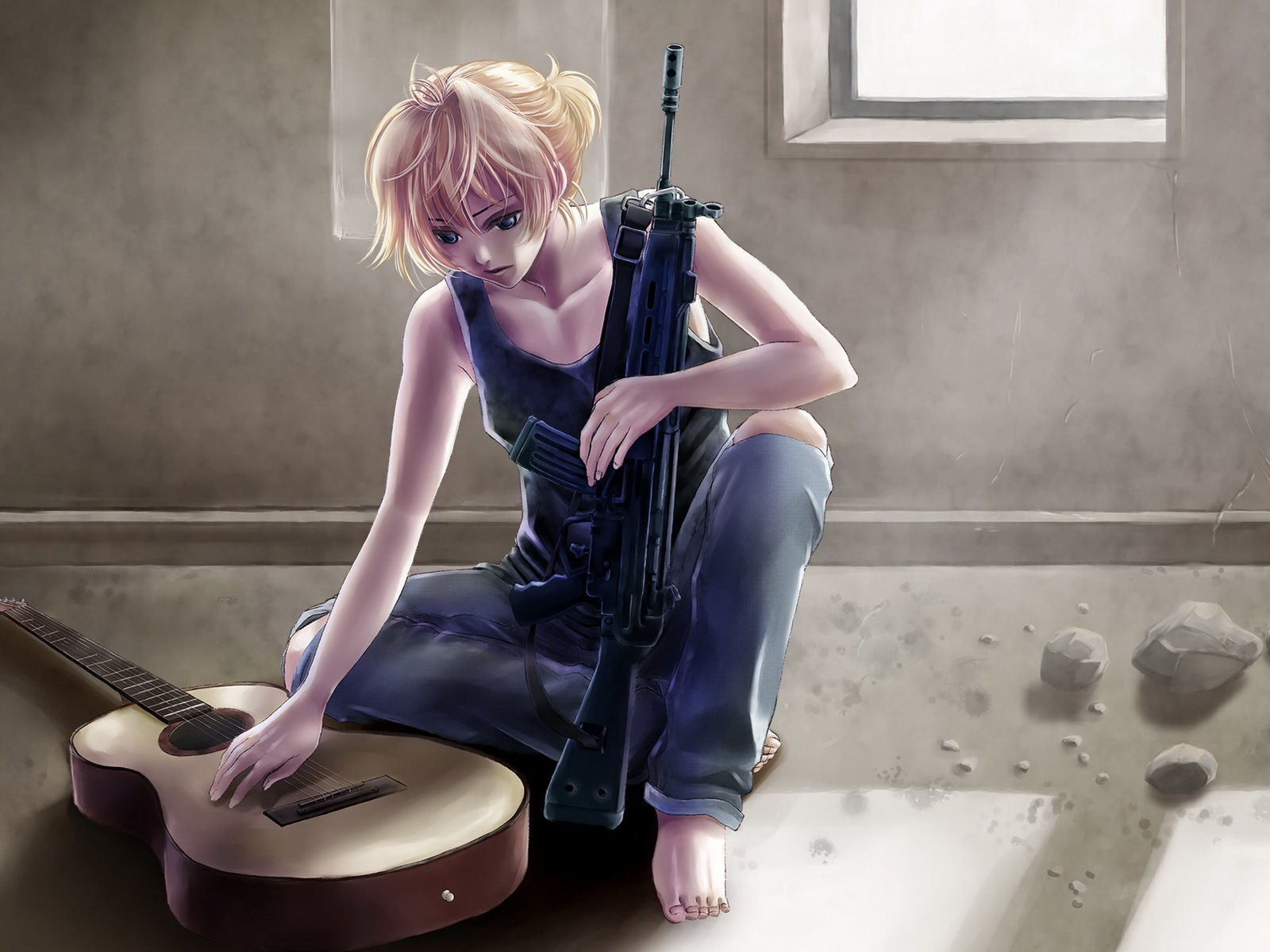 Hudební kytara Anime girl HD tapety na plochu #8 - 1600x1200