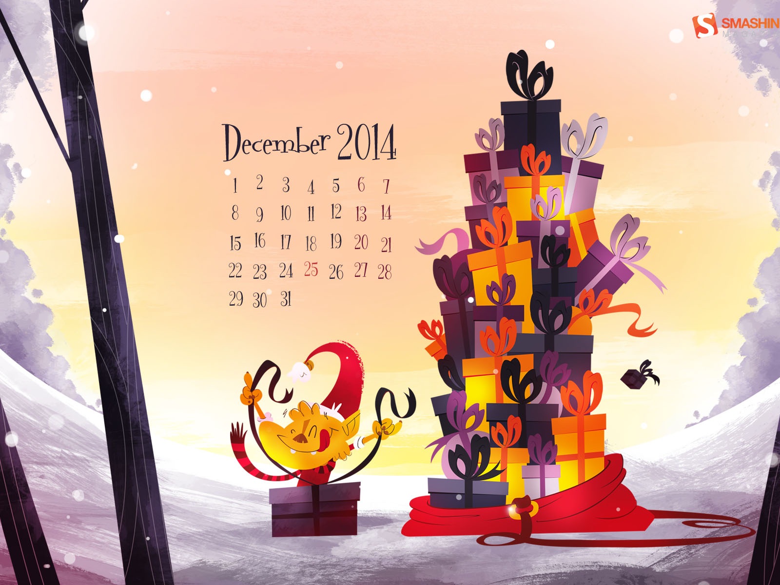 2014年12月カレンダー壁紙（2） #1 - 1600x1200