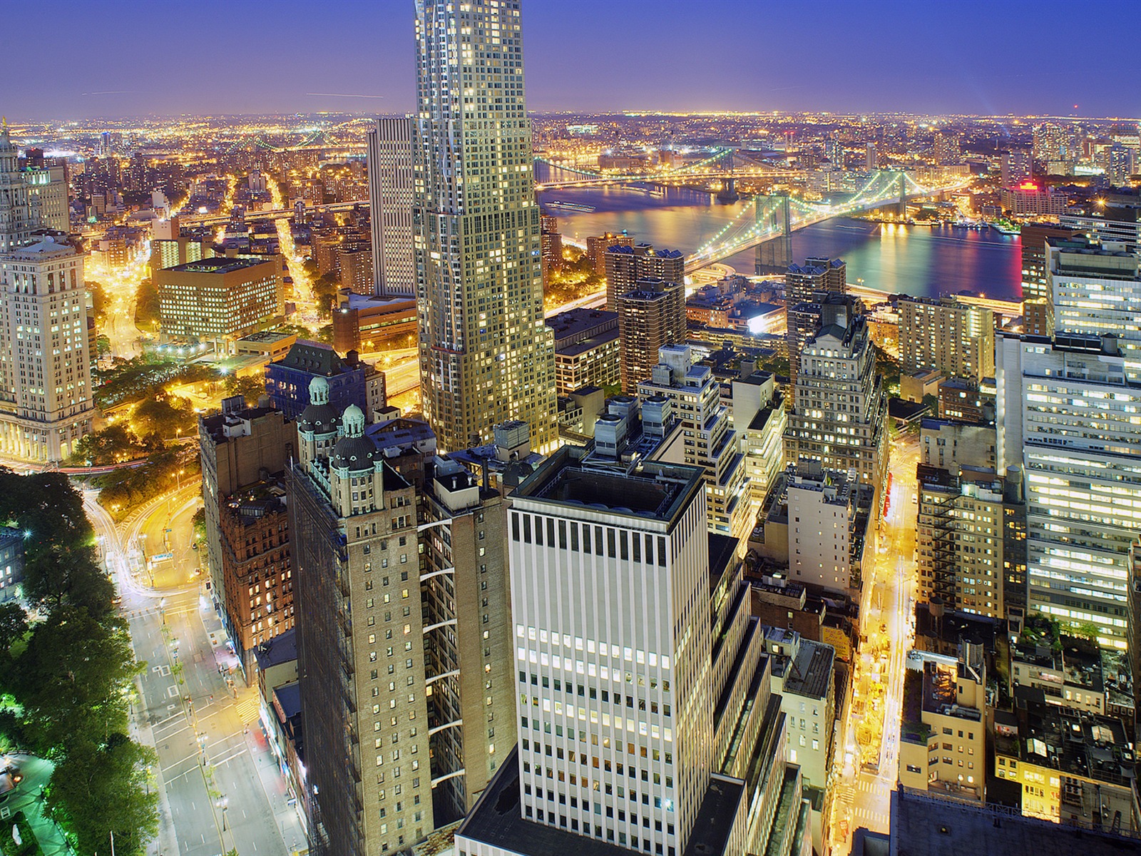 뉴욕의 엠파이어 스테이트 빌딩, 도시의 밤 HD 배경 화면 #16 - 1600x1200