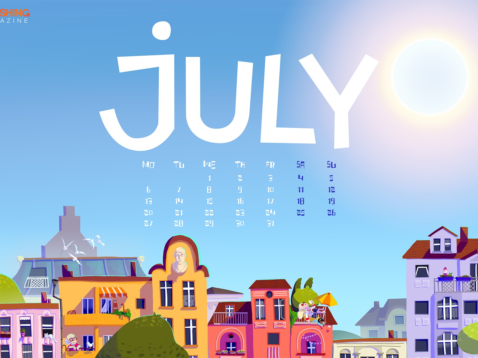 2015年7月カレンダー壁紙（2） #1 - 1600x1200