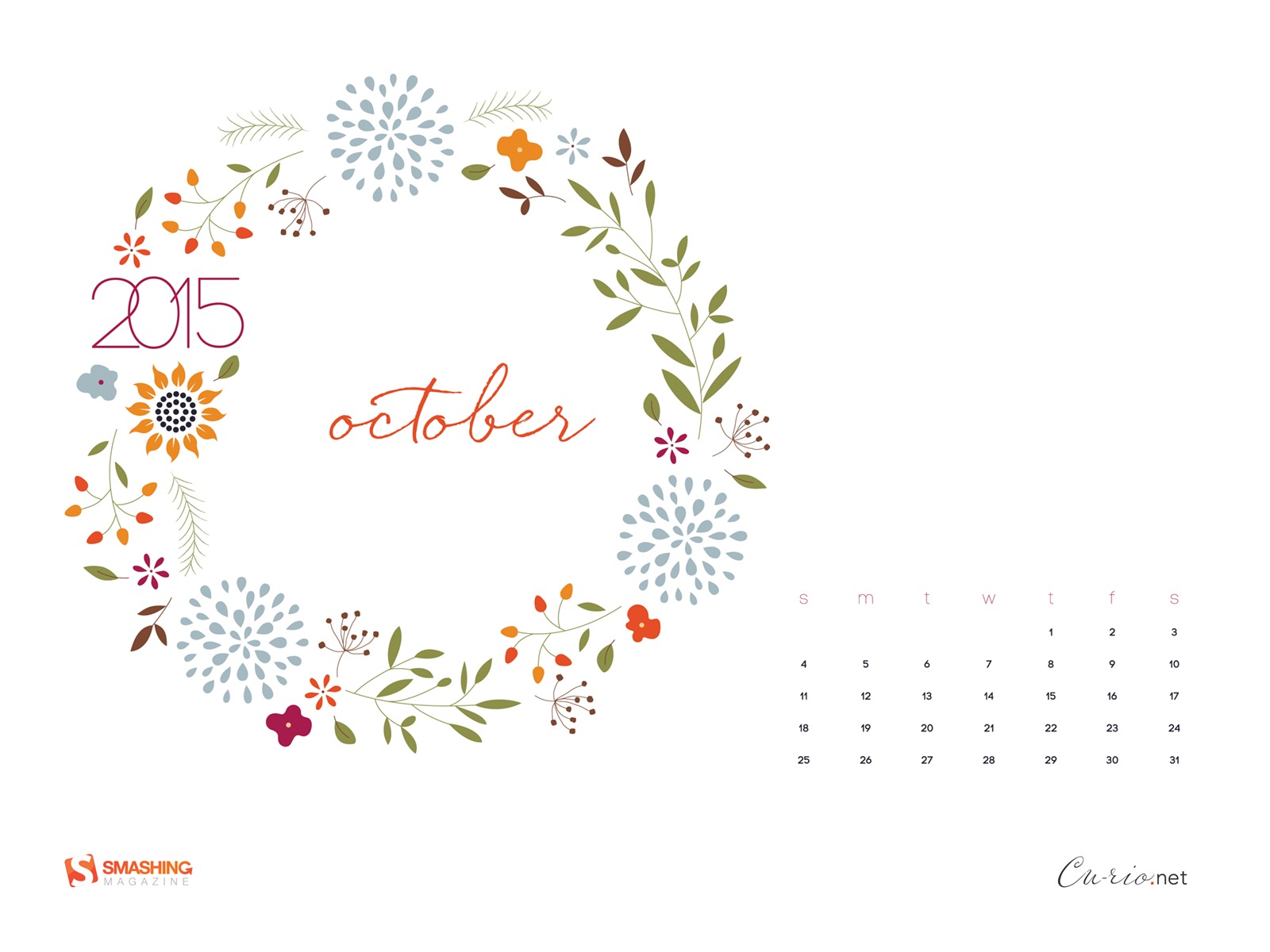 2015年10月カレンダー壁紙（2） #11 - 1600x1200