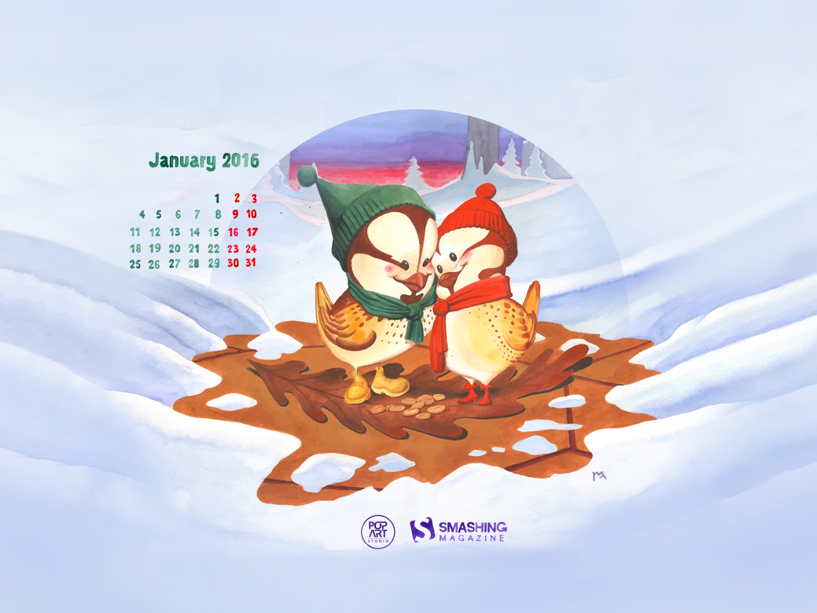 January 2016 calendar wallpaper (2) #1 - 1600x1200
