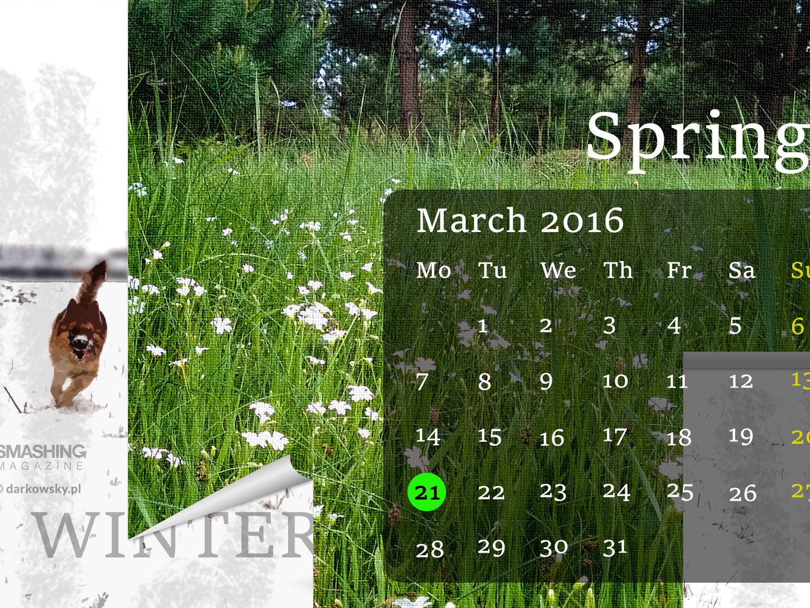 De marzo de fondo de pantalla de calendario el año 2016 (2) #10 - 1600x1200