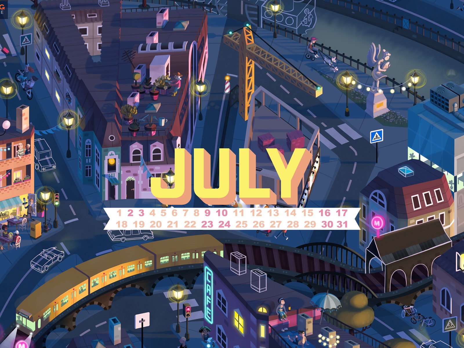Července 2016 kalendář tapety (1) #1 - 1600x1200