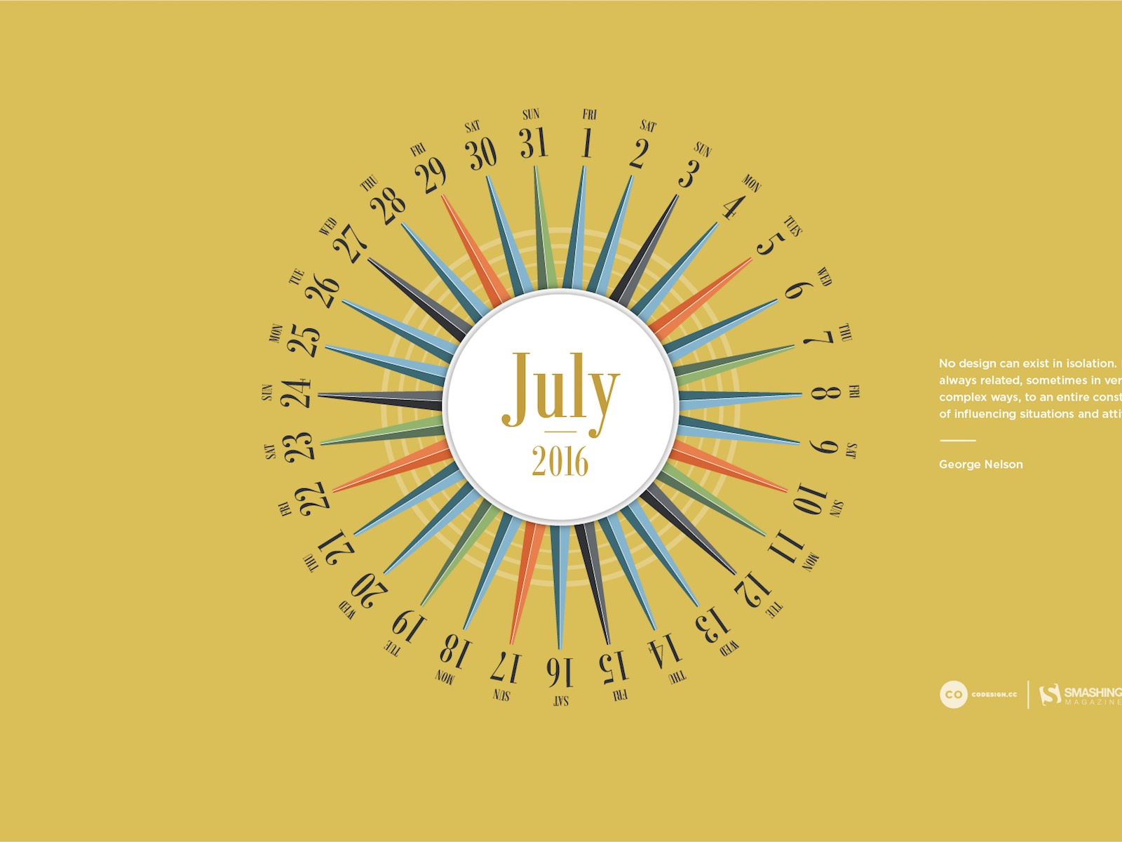 July 2016 calendar wallpaper (2) #16 - 1600x1200
