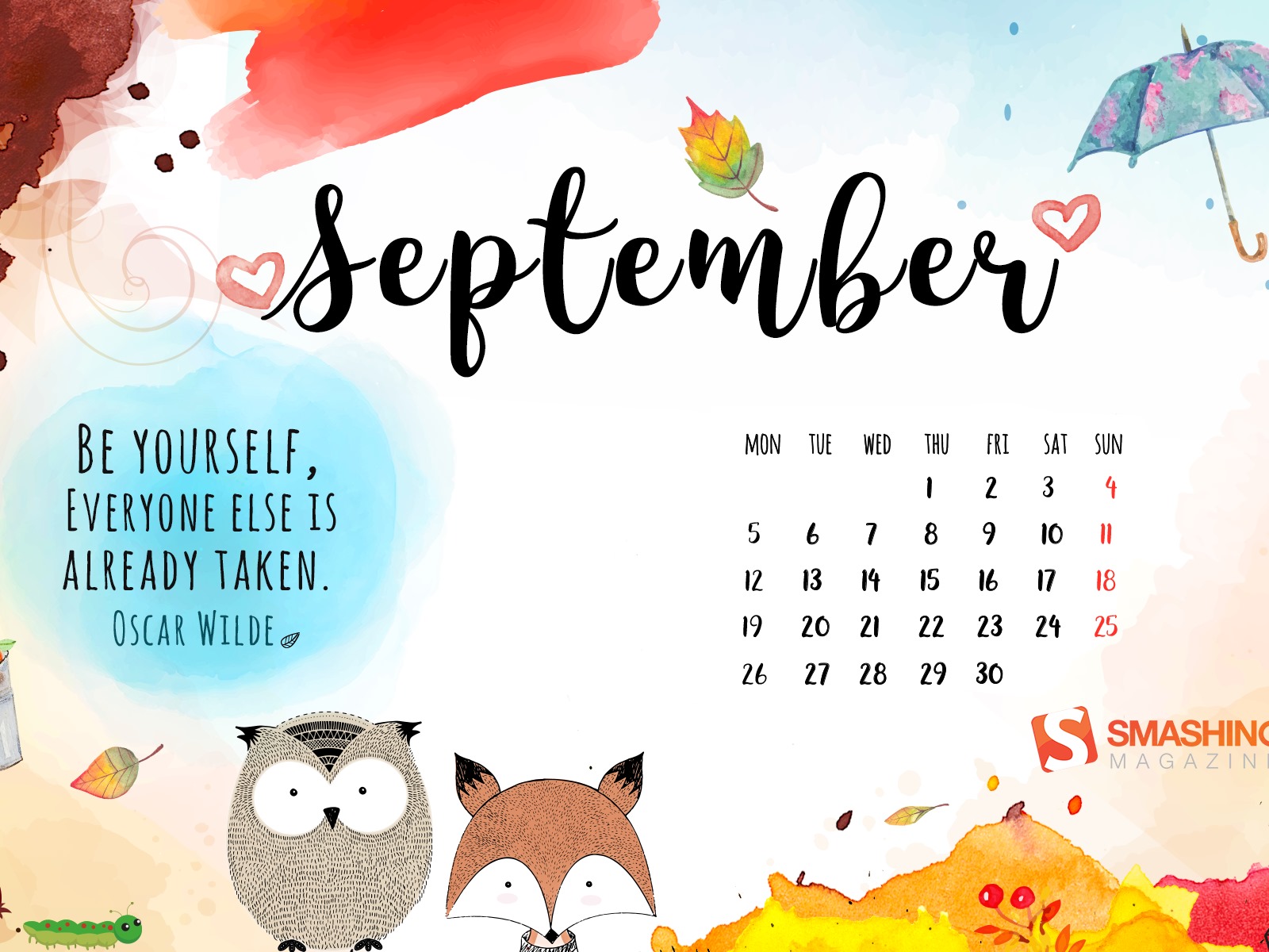 September 2016 Kalender Wallpaper (2) #1 - 1600x1200
