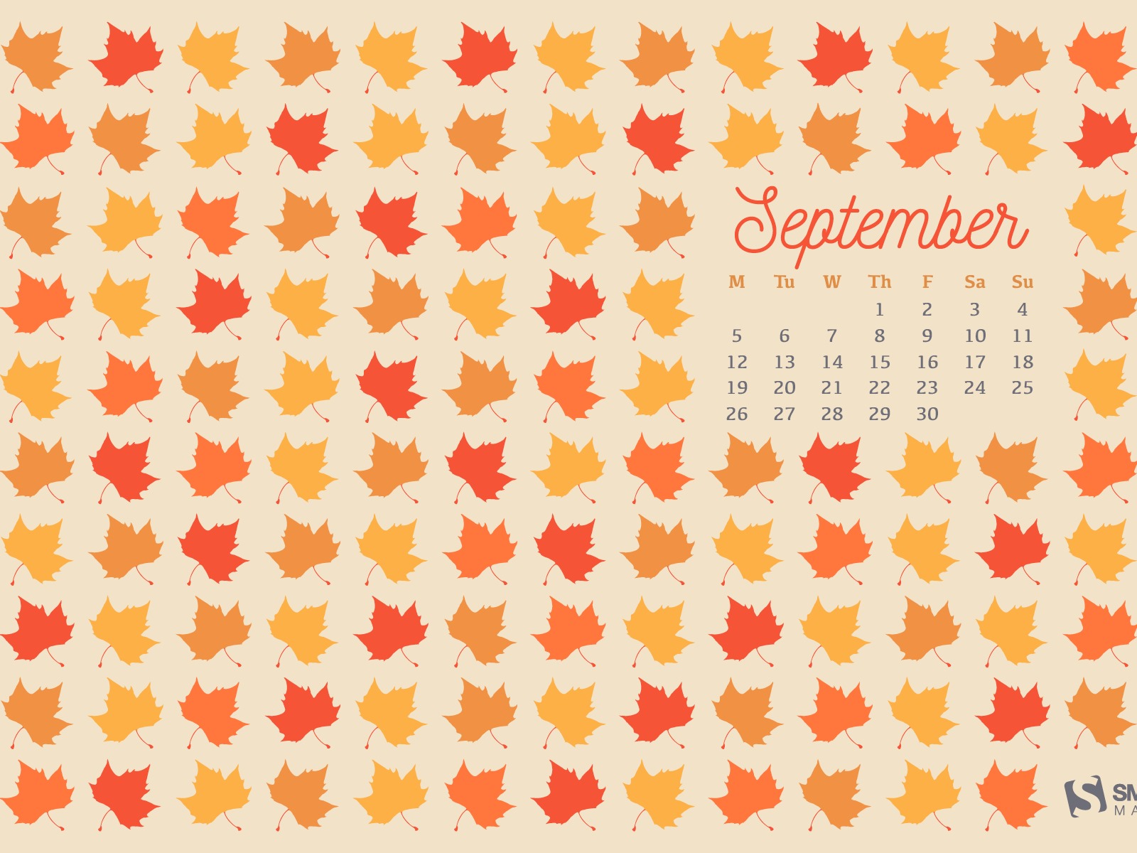 2016年9月 月曆壁紙(二) #9 - 1600x1200