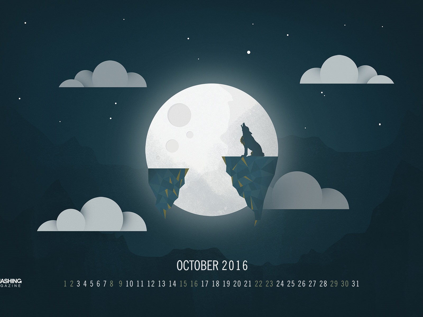 De octubre de el año 2016 fondo de pantalla de calendario (2) #9 - 1600x1200