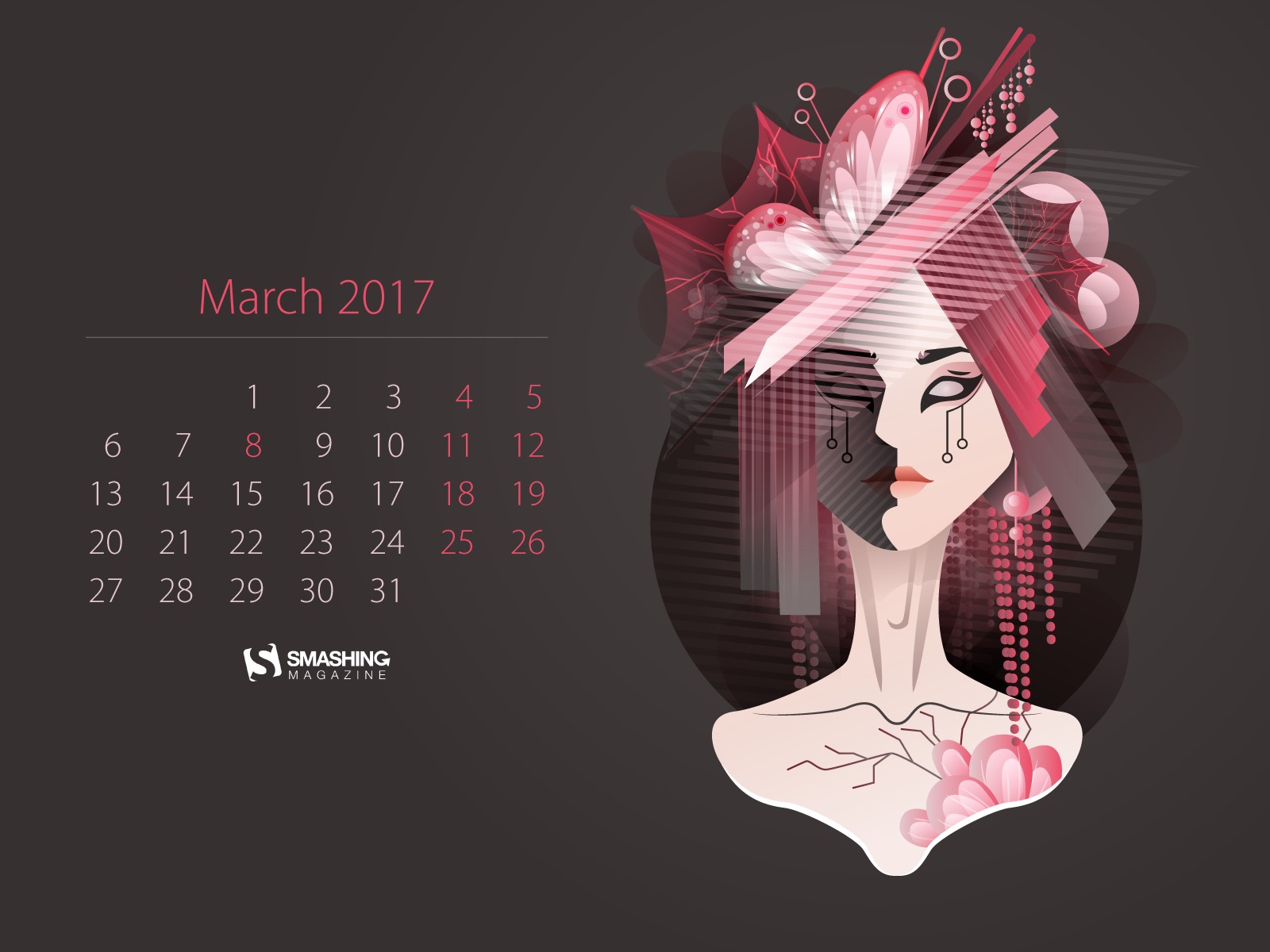 Března 2017 kalendář tapeta (2) #2 - 1600x1200
