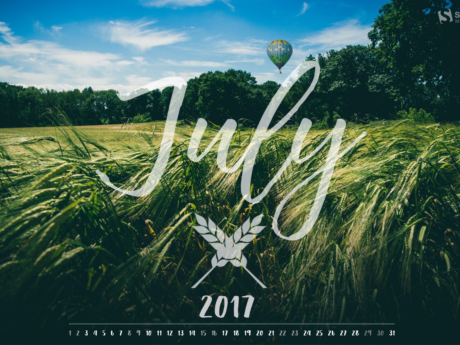 2017年7月のカレンダーの壁紙 #10 - 1600x1200