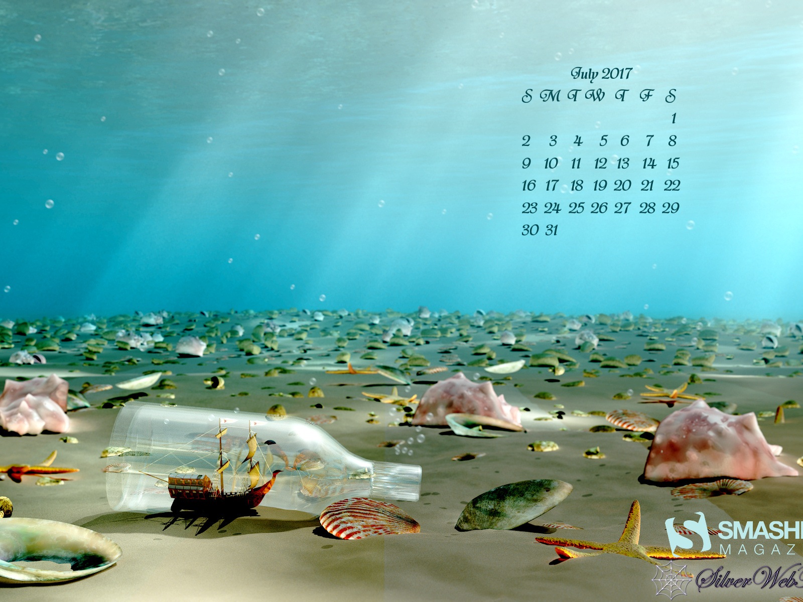 Fondo de escritorio del calendario de julio de 2017 #19 - 1600x1200