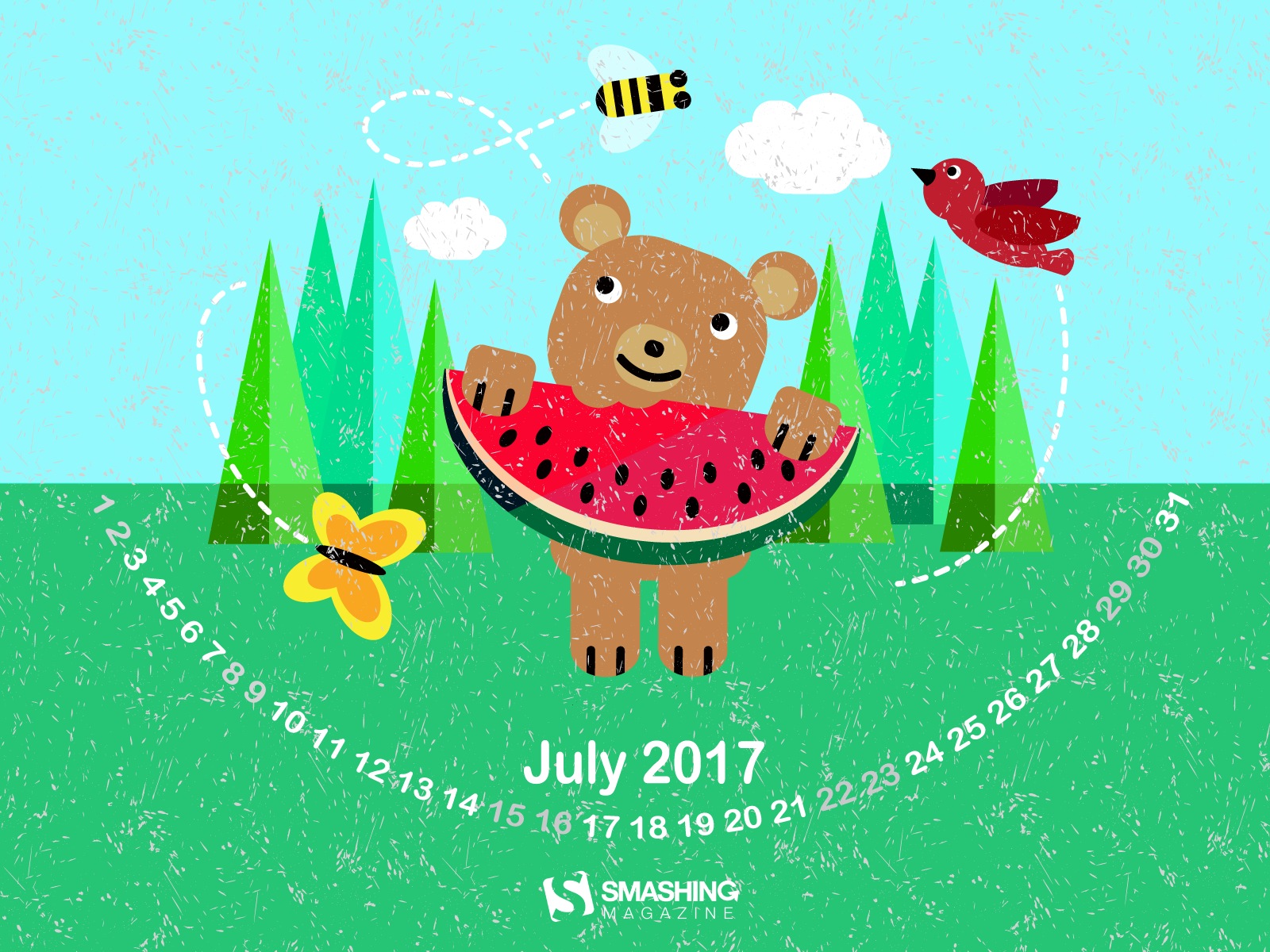 Fondo de escritorio del calendario de julio de 2017 #22 - 1600x1200
