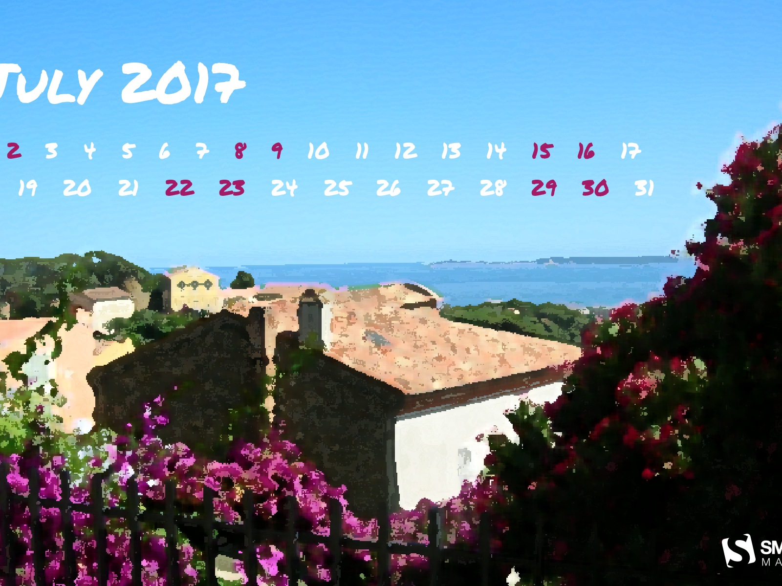 Fondo de escritorio del calendario de julio de 2017 #24 - 1600x1200