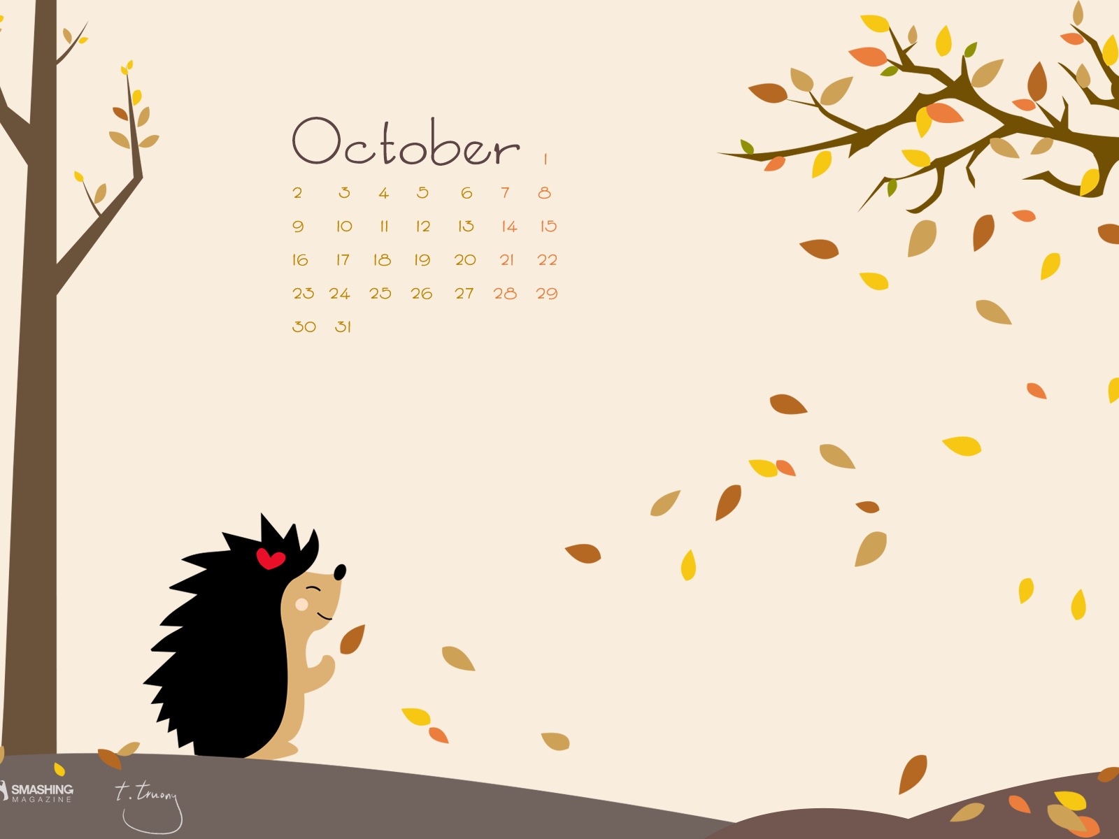 Fondo de pantalla de calendario de octubre de 2017 #15 - 1600x1200