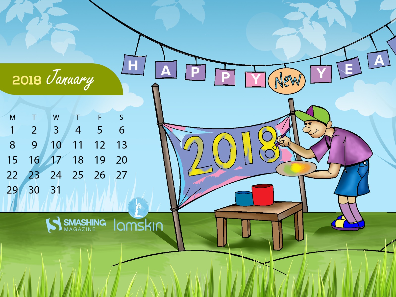 January 2018 Calendar Wallpaper #1 - 1600x1200