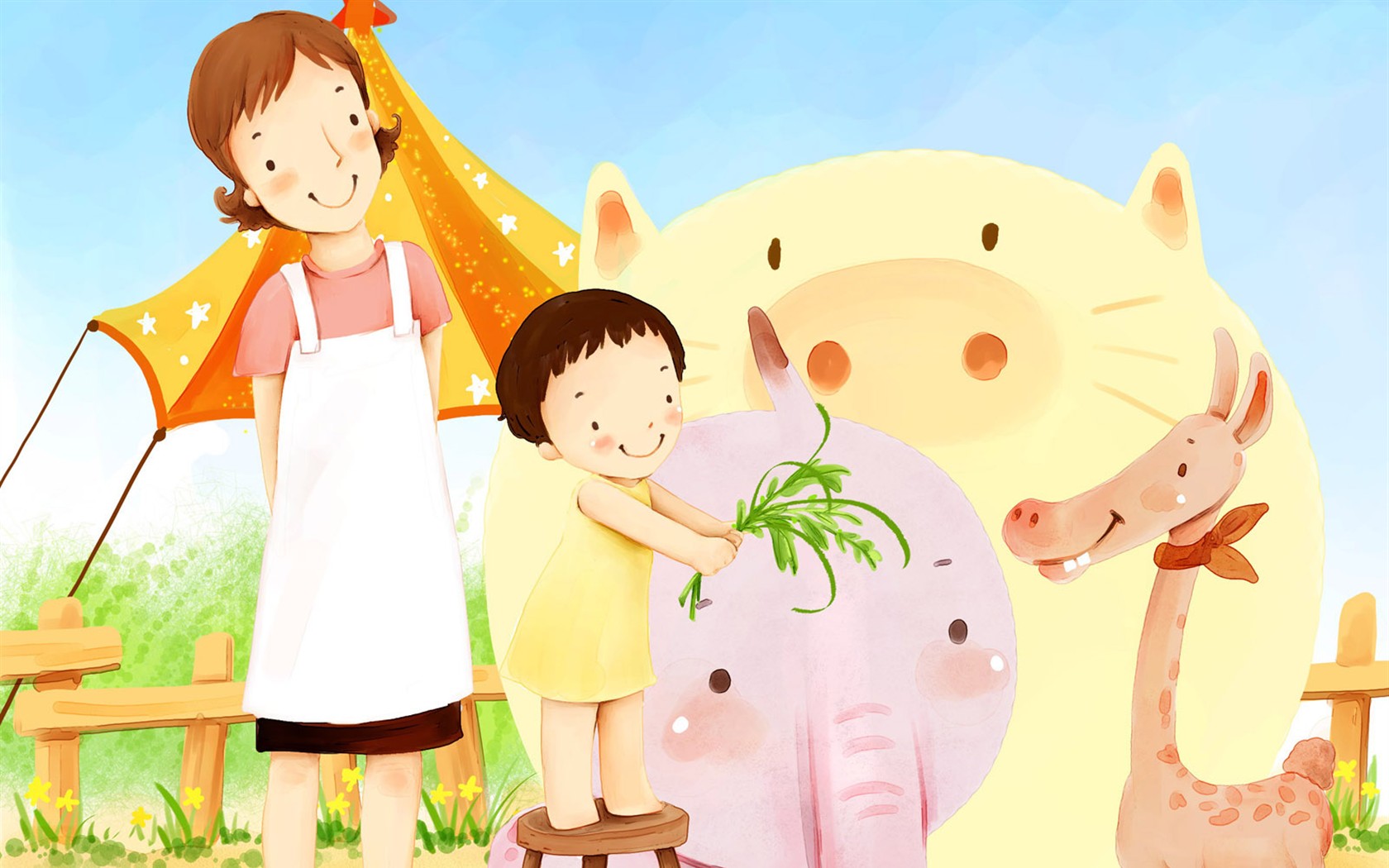 Mother's Day Thema des südkoreanischen Illustrator Tapete #11 - 1680x1050