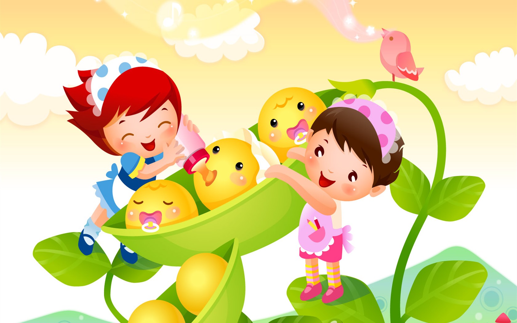 Vector Cartoon Child Wallpaper Album #18 - 1680x1050