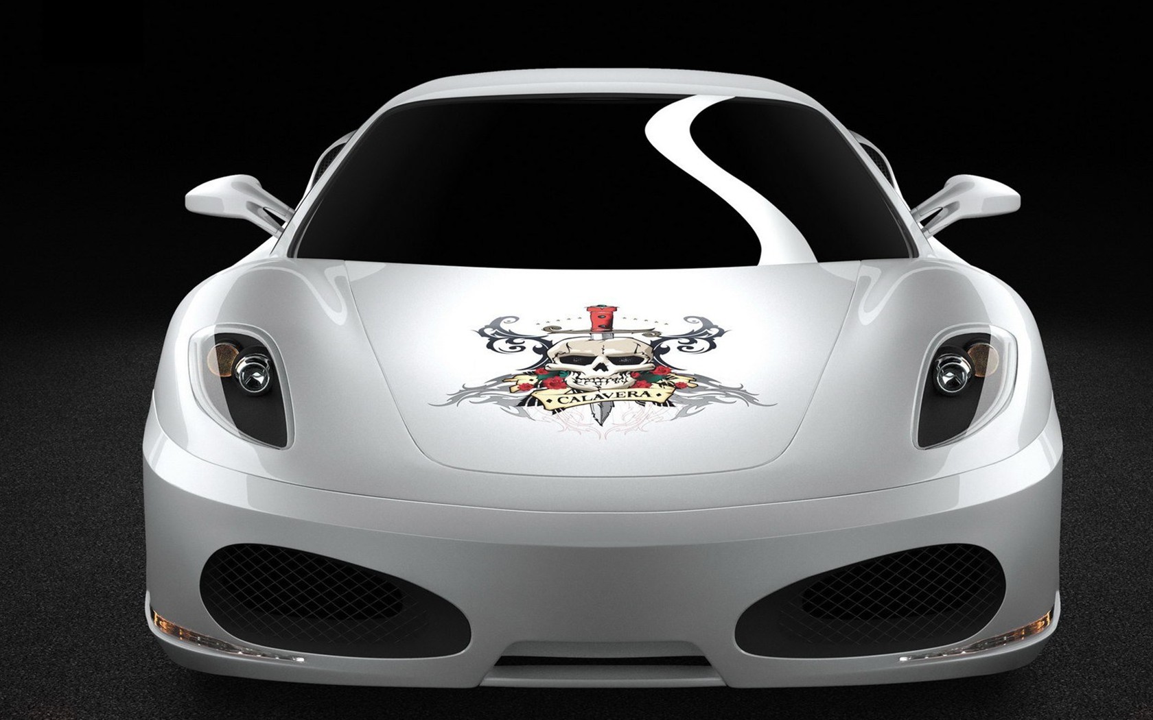 White Skull Ferrari F430 Wallpapers #1 - 1680x1050