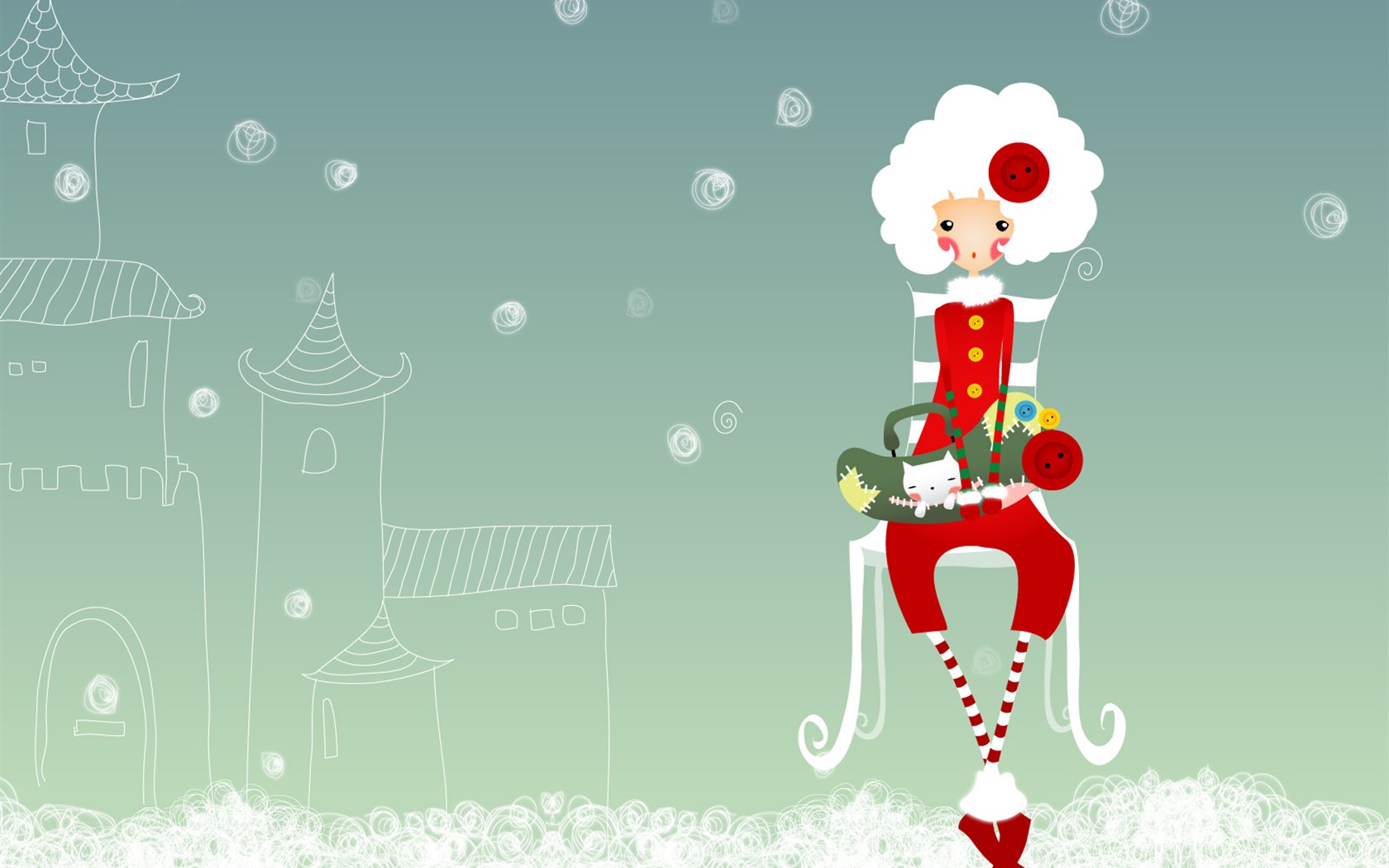 Button girl wallpaper illustrator #10 - 1680x1050