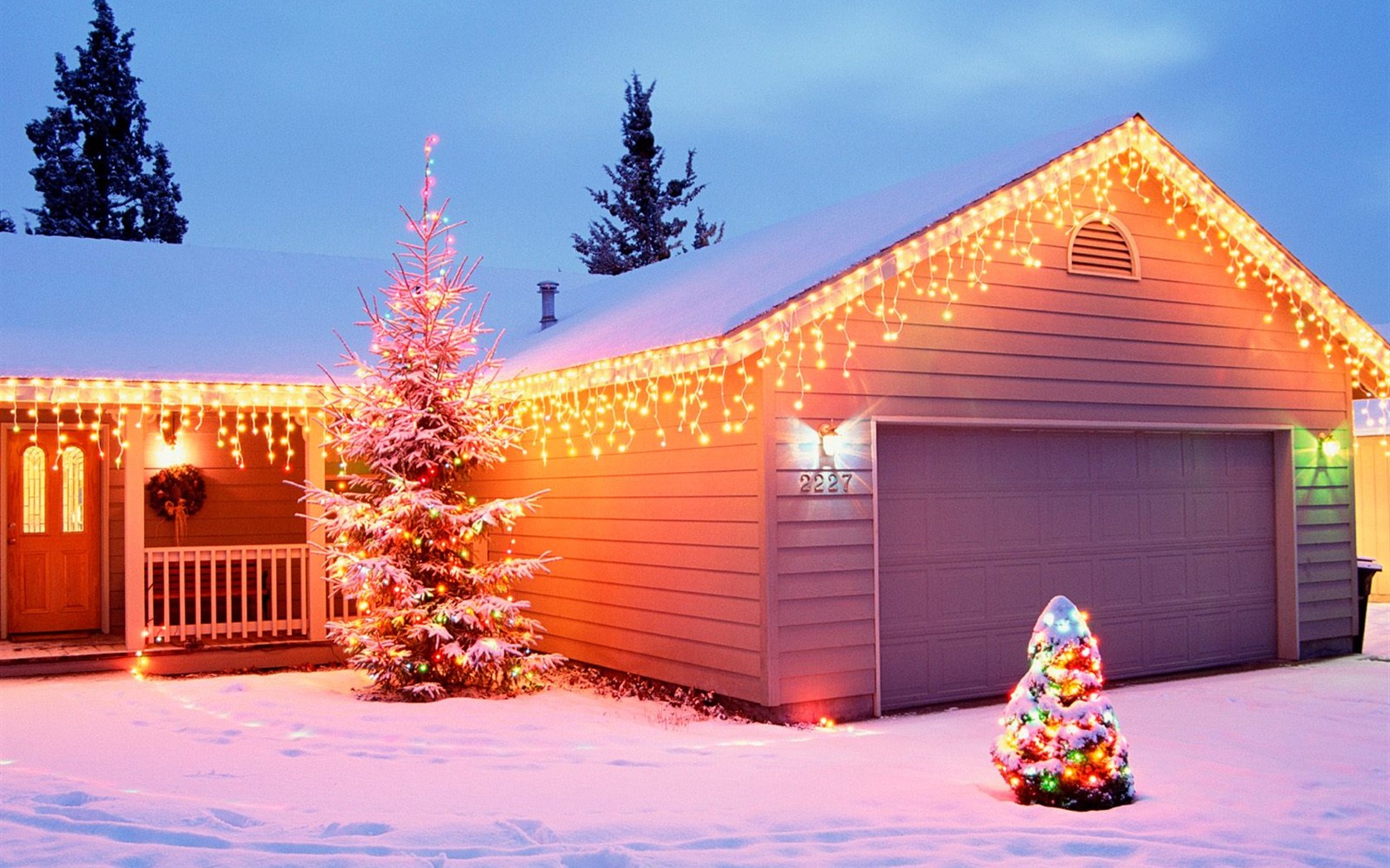 Christmas landscaping series wallpaper (3) #17 - 1680x1050