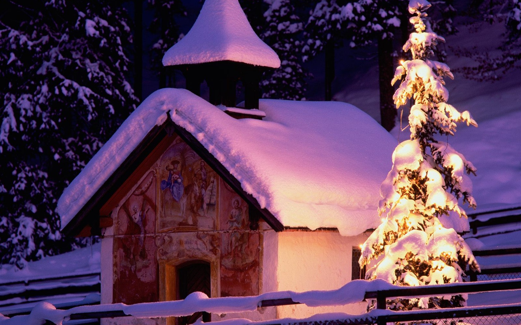 Christmas landscaping series wallpaper (4) #7 - 1680x1050
