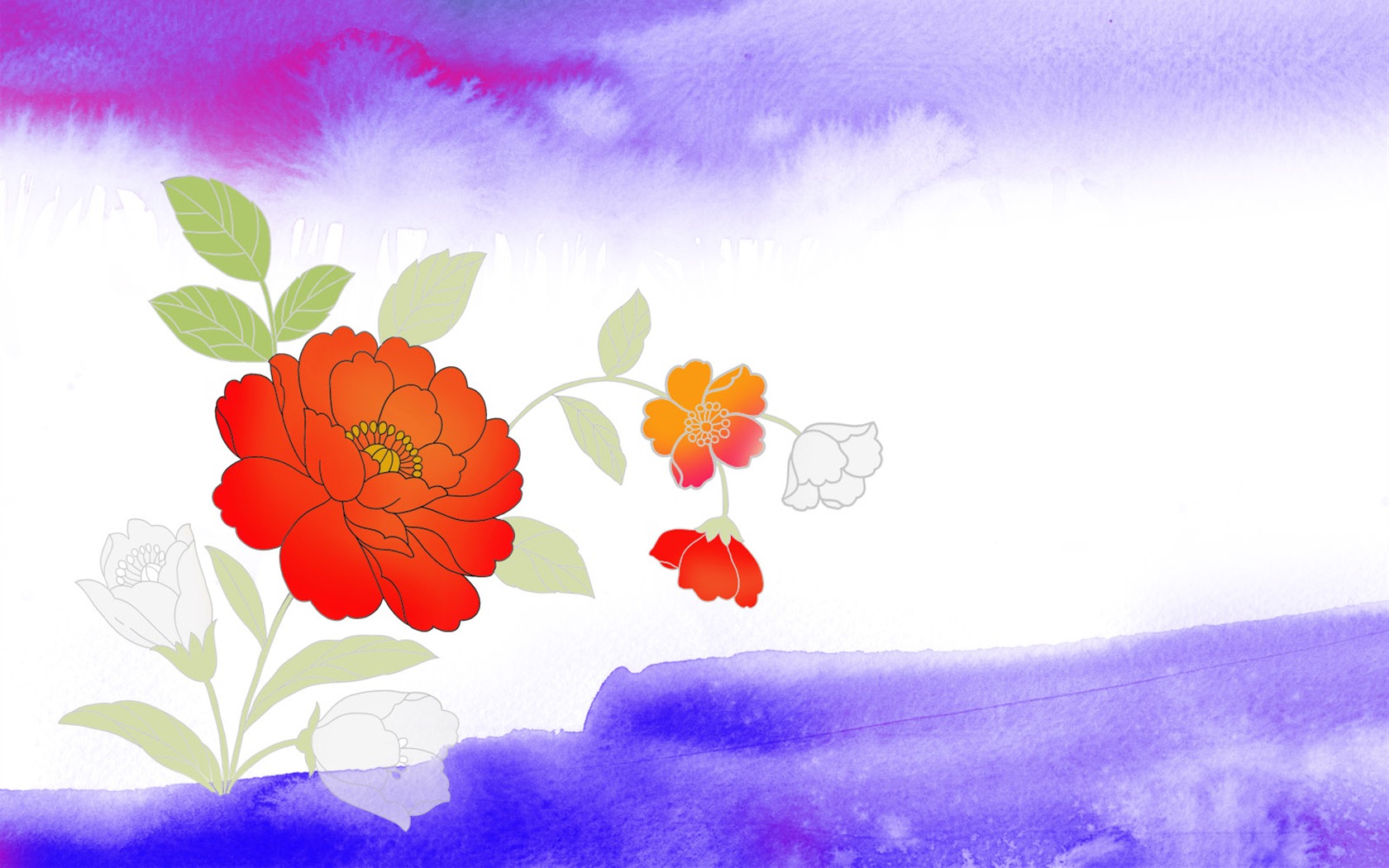 절묘한 잉크 꽃 배경 화면 #23 - 1680x1050
